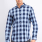 Club Room Men's Herringbone Plaid Pocket Shirt Blue Size Small