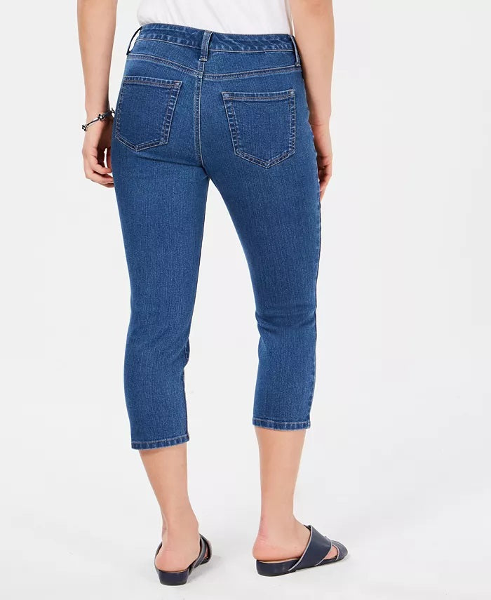 Charter Club Women's Tummy-Control Bristol Capri Jeans Blue Size 18