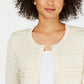 Charter Club Women's Textured Lurex Cardigan Sweater Brown Size Large