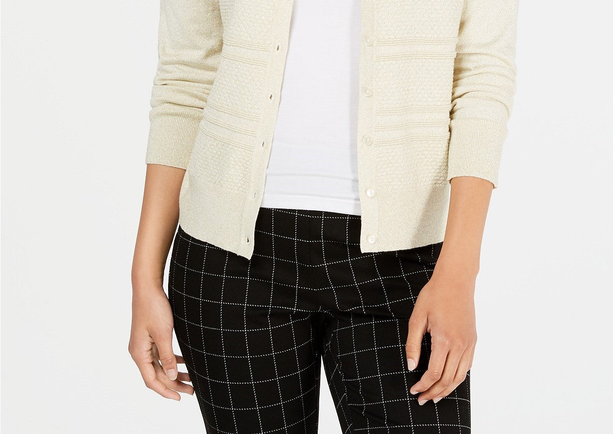 Charter Club Women's Textured Lurex Cardigan Sweater Brown Size Extra Large