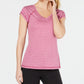 Ideology Women's Striped V-Neck T-Shirt  Pink Size Large