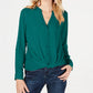 INC International Concepts Women's Petite Twist-Front Button-Up Top Blue Size Small