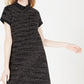 Maison Jules Women's Collared Printed Shift Dress Black Size Large