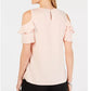 JM Collection Women's Ruffled Off The Shoulder Top Pink Size Large