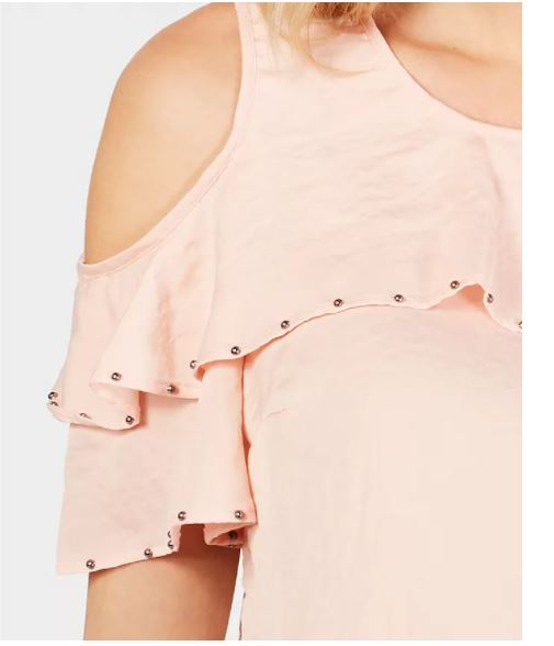 JM Collection Women's Ruffled Off The Shoulder Top Pink Size Large