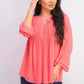 Charter Club Women's Petite Double-Ruffle Textured Pintuck Top Dark Pink Size Petite Small
