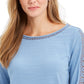 Charter Club Women's Crochet-Inset Top Navy Size Large