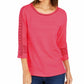 Charter Club Women's Crochet-Inset Top Pink Size Small