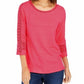 Charter Club Women's Crochet-Inset Top Red Size Extra Large