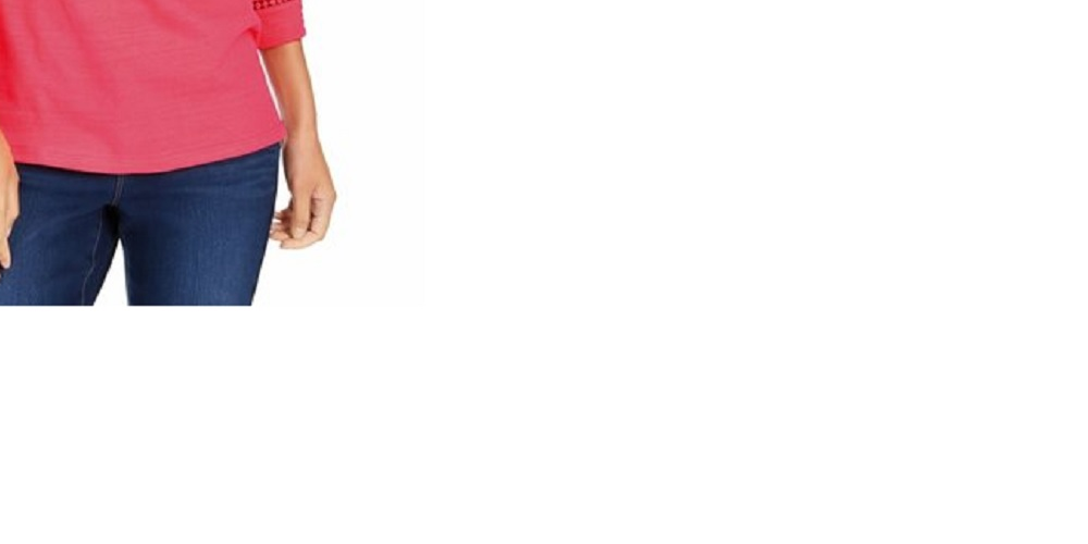 Charter Club Women's Crochet-Inset Top Red Size Extra Small