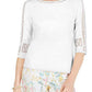 Charter Club Women's Crochet-Inset Top White Size Extra Large