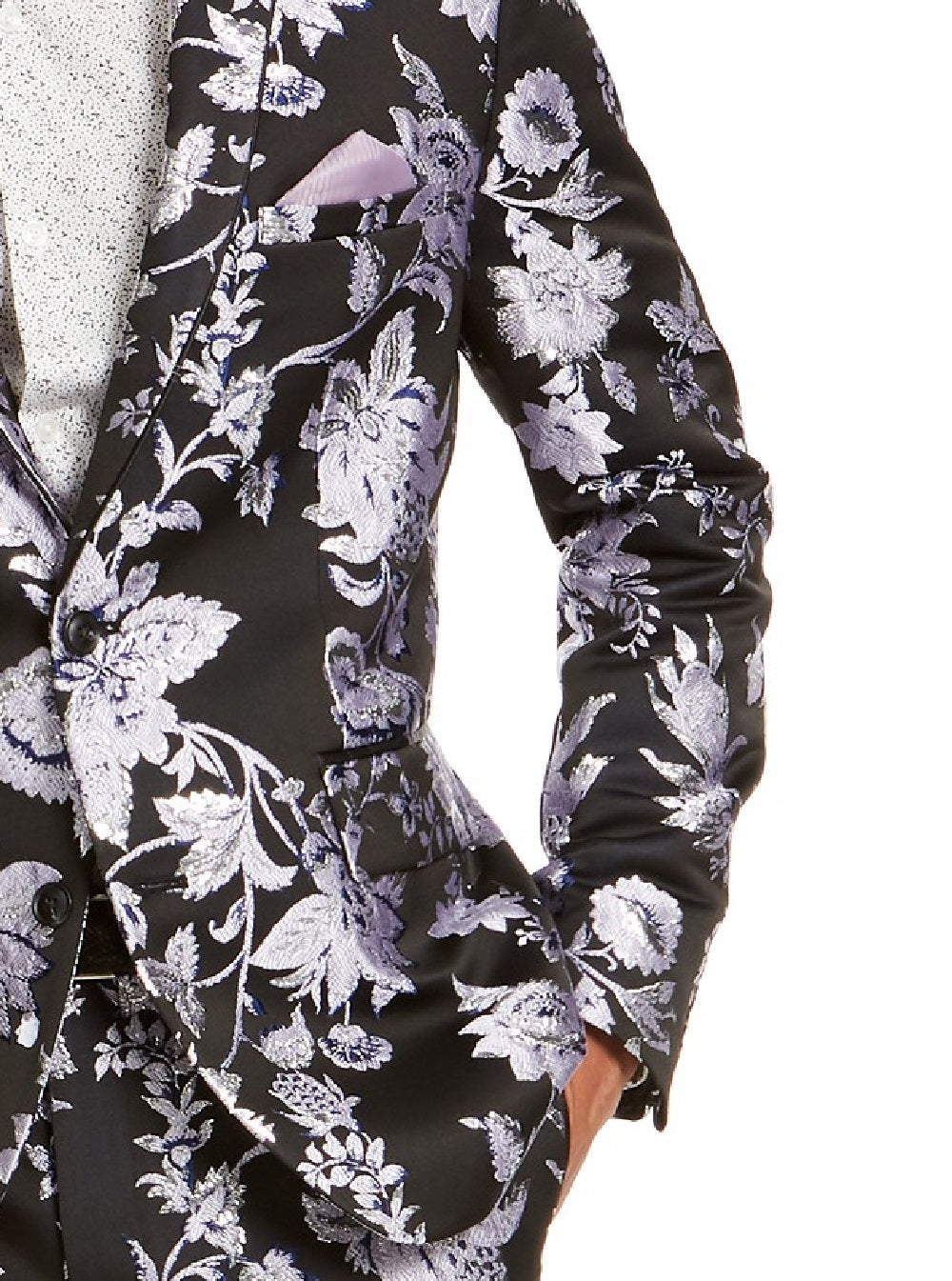 INC International Concepts Men's Slim-Fit Floral Jacquard Blazer Navy Size Medium