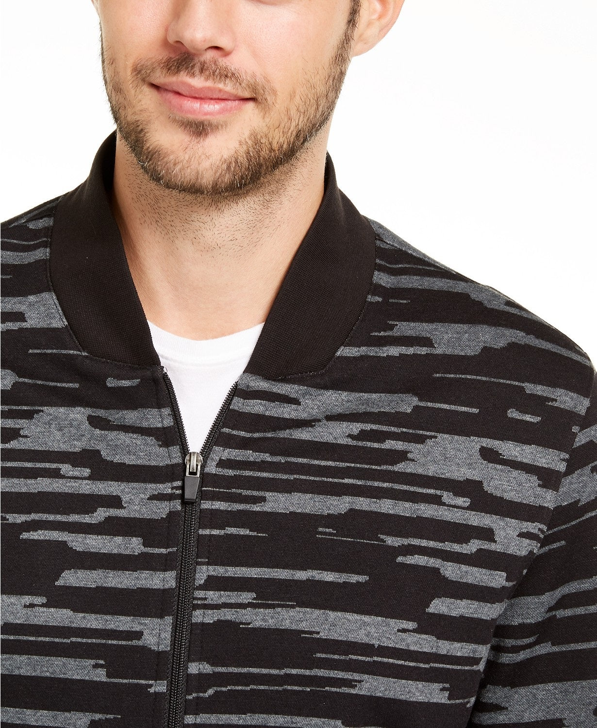 Alfani Men's Abstract-Print Bomber Jacket Black Size Small