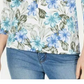 Karen Scott Women's Floral-Print 3/4-Sleeve Top Blue Size Small