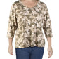 Karen Scott Women's Floral-Print V-Neck Top Green Size Medium