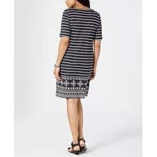 Karen Scott Women's Petite Printed Shift Dress Black Size Medium