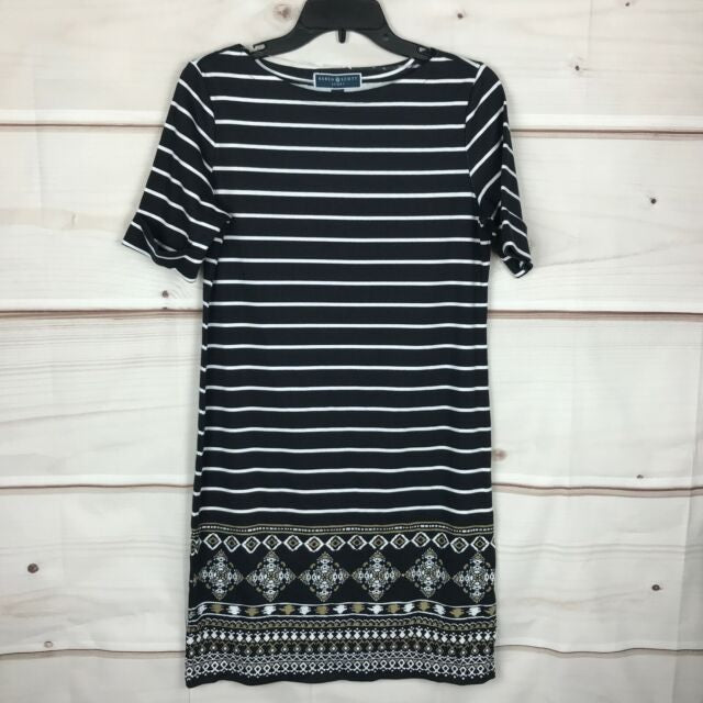 Karen Scott Women's Petite Printed Shift Dress Black Size Medium