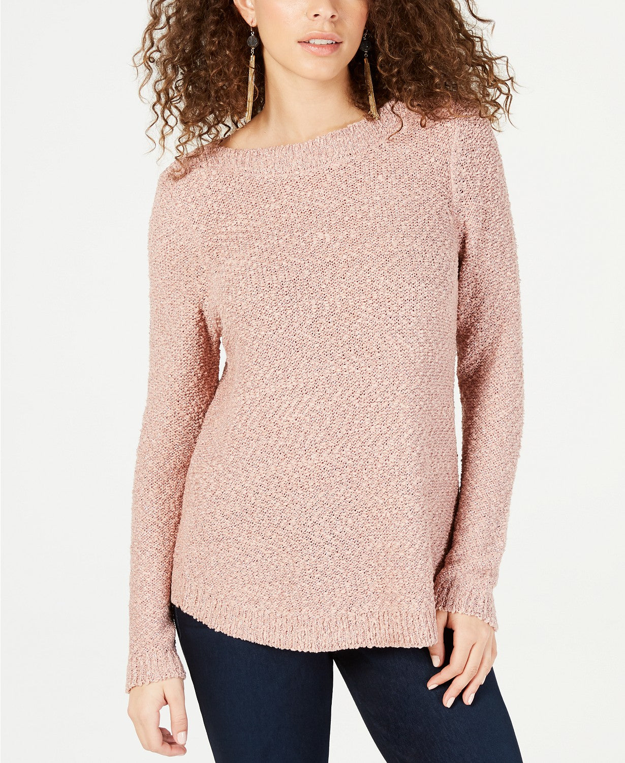 INC International Concepts Women's Petite Shine Sweater Pink Size Medium
