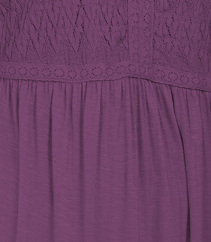 Style & Co Women's Lace-Front Draped Top Purple Size Large