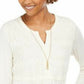 Style & Co Women's Lace-Front Draped Top Ivory Size Extra Large