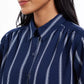 Charter Club Women's Striped Tie-Front Shirt Blue Size Small