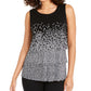 Alfani Women's Petite Tiered Dot-Print Top  Black Size Small