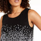 Alfani Women's Petite Tiered Dot-Print Top  Black Size Small