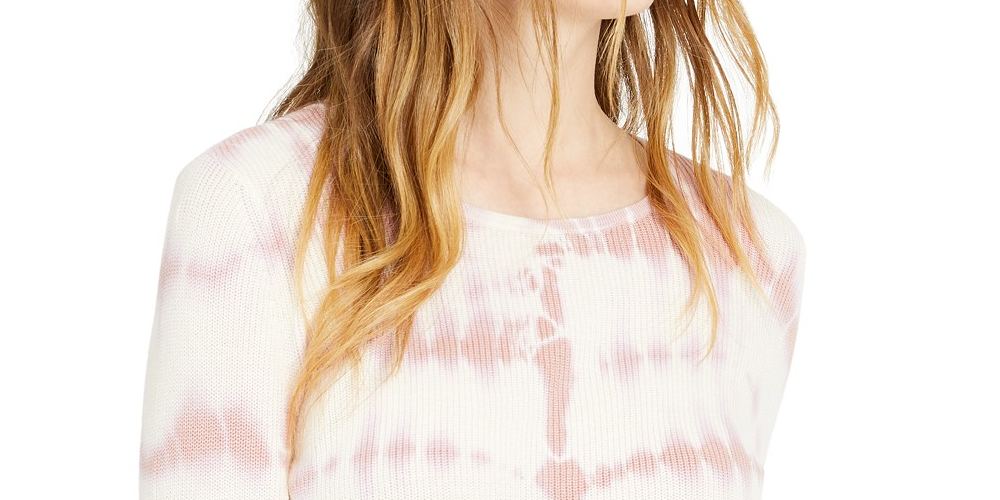 INC International Concepts Women's Petite Cotton Tie-Dye Sweater Pink Size Small