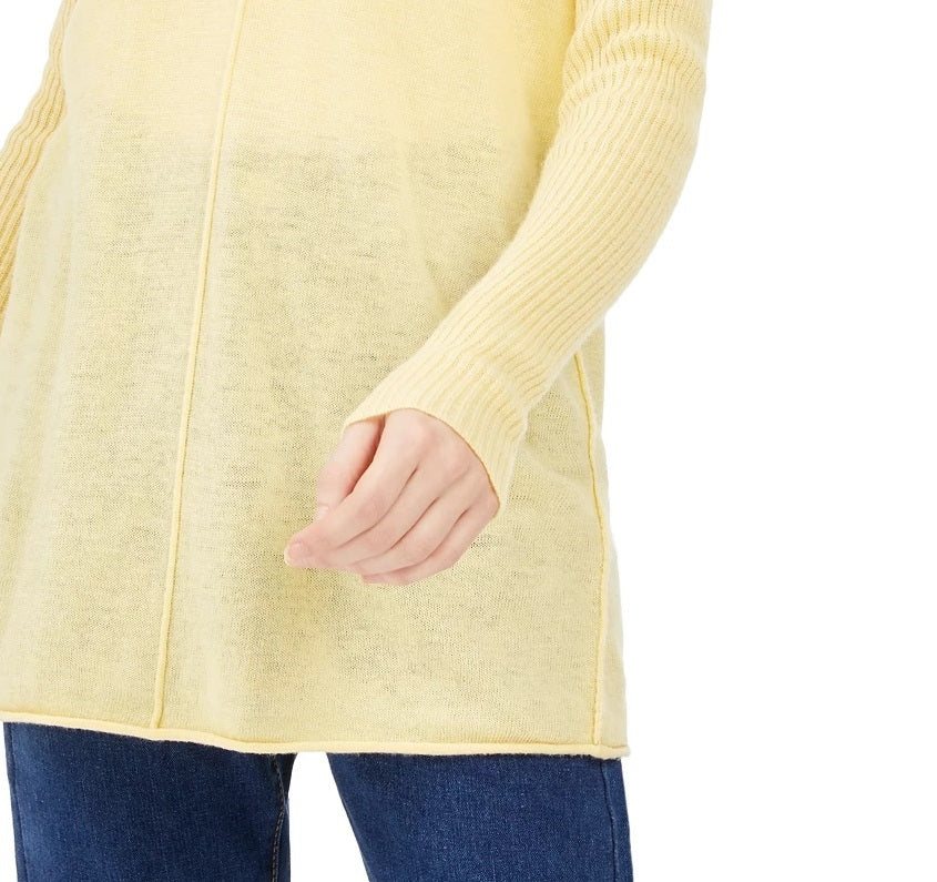 INC International Concepts Women's Ribbed Long-Sleeve Tunic Sweater Bright Yellow Size Medium