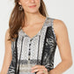 Style & Co Women's Lace-Up Tasseled Top  Black Size Extra Small