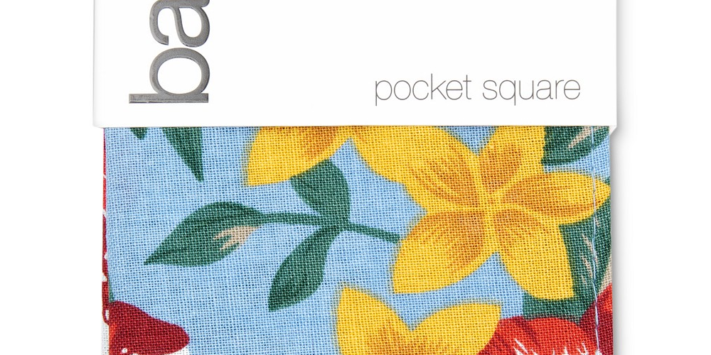 Bar III Men's Bartlett Floral Pocket Square Navy Size Regular