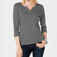 Karen Scott Women's Cotton Henley Top Green Size Medium