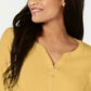 Karen Scott Women's Petite Cotton Henley Shirt Yellow Size Petite Extra Large