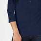Karen Scott Women's Cotton Henley Shirt Blue Size Petite Small