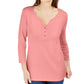 Karen Scott Women's Petite Cotton Henley Shirt Pink Size Petite XL