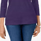 Karen Scott Women's Petite Cotton Scoop-Neck Top Purple Size Petite Medium