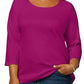 Karen Scott Women's Petite Cotton Scoop-Neck Top Red Size Petite