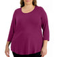 Karen Scott Women's Petite Cotton Scoop-Neck Top  Purple Size Petite Small