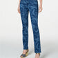Charter Club Women's Paisley-Print Straight-Leg Jeans Med Blue Size 16
