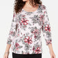 Karen Scott Women's Petite Printed Scoop-Neck Top  Mellow Rose Size Petite Small