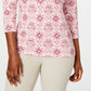 Karen Scott Women's Printed 3/4-Sleeve Henley Top  Mellow Rose Size Petite Small