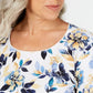 Karen Scott Women's Petite Floral-Print 3/4-Sleeve Top Blue Size Small