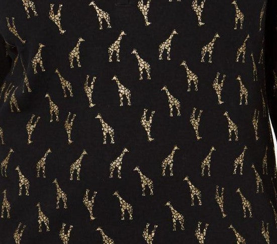 Karen Scott Women's Petite Giraffe-Print Henley Black Size Small