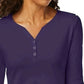 Karen Scott Women's Printed 3/4 Sleeve Henley Top Gray / Purple Size Petite Small