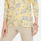 Karen Scott Women's 3/4-Sleeve Floral-Print Top  Yellow Size Petite Petite
