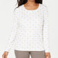 Karen Scott Women's Petite Camel-Print Top White Size Medium