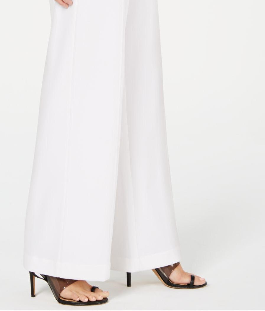 INC International Concepts Women's Petite Side-Belt Wide-Leg Pants White Size 8 P