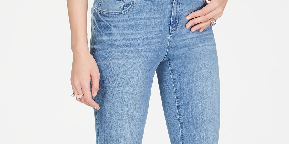INC International Concepts Women's Double-Ruffle-Hem Ankle Jeans Blue Size 6