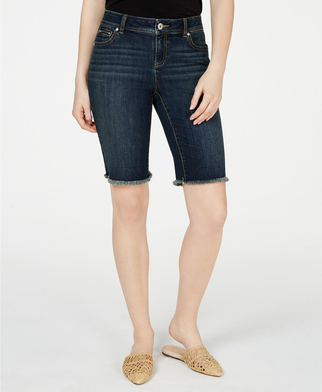 INC International Concepts Women's Denim Bermuda Shorts In Blue Size 6