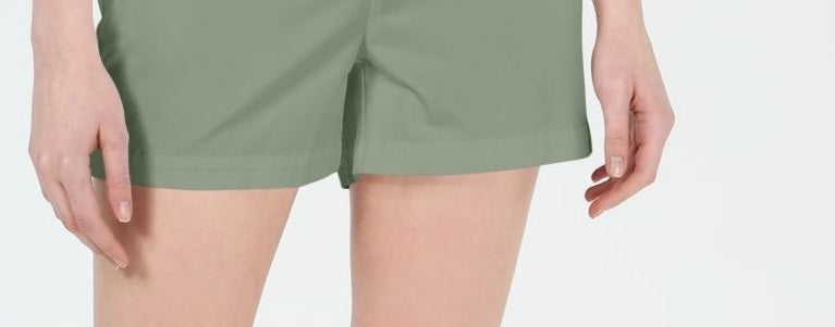 Maison Jules Women's Flat-Front Chino Shorts  Green Size 14